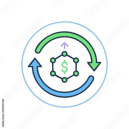 cryptocurrency exchange and payment process icon
