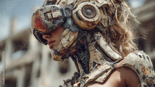 futuristic cyborg woman cinematic portrait