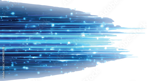 Abstract blue glowing light effect with speed lines isolated on a white background