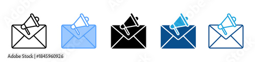 Email Marketing icon set multiple style collection