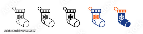Christmas Stocking Different Set Vector Icon