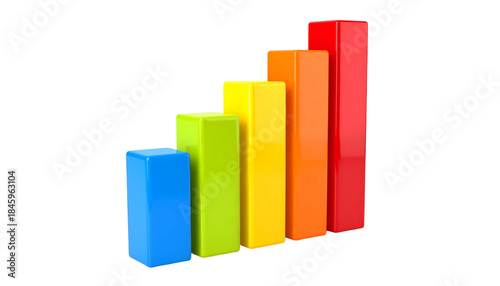 Free Download A colorful, 3D bar chart with five ascending columns against a black background - GFXLoad