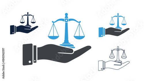 Justice and balance concept with scales of justice in hands