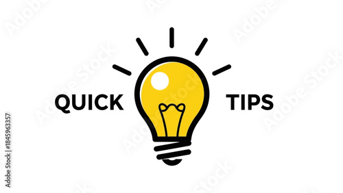Bright idea lightbulb with quick tips for success