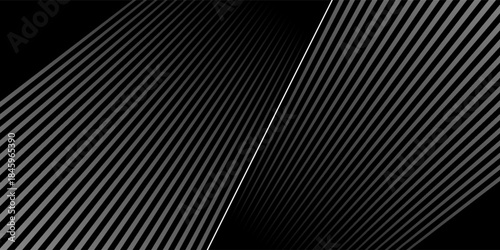 Diagonal striped illustration. Repeated white lines on black background. Surface pattern design with linear ornament. Disco lights motif. Stripes wallpaper. Digital paper for web designing.