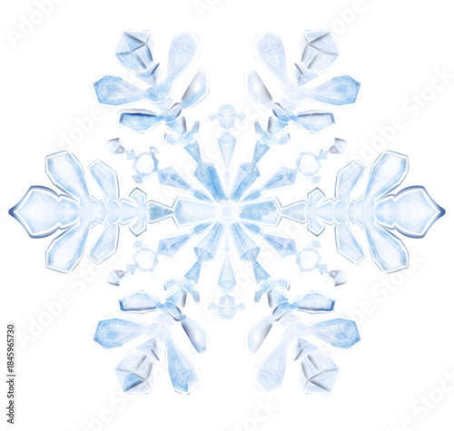Konstfotografi Blue and white snowflake on transparent background