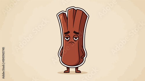 Sad Cinnamon Stick Character with Arms and Legs.
