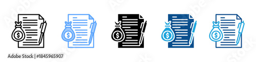 Loan Contract icon set multiple style collection
