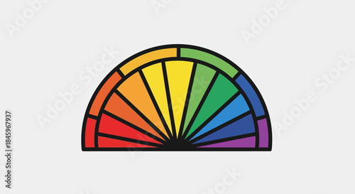 Colorful Semicircle Divided Into Segments Representing a Color Wheel.