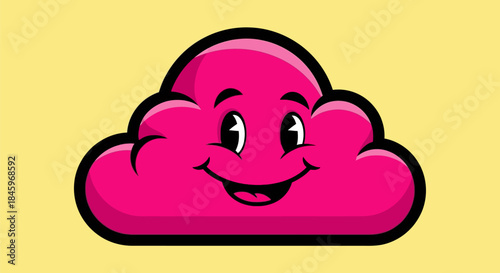 Happy Pink Cloud Character with a Friendly Face.