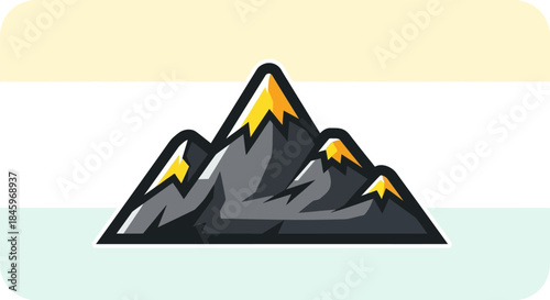 Stylized Mountain Peak Illustration with Golden Highlights.