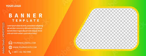 Orange Yellow Gradient Banner Template with Photo Frame