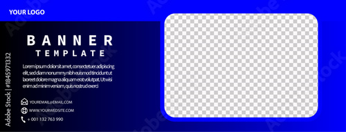  Modern Deep Blue Web Banner Layout with Cutout Frame
