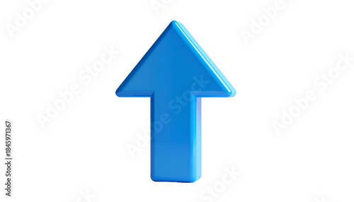 Free Download A 3D rendered, glossy blue arrow pointing directly upwards on a black background - GFXLoad