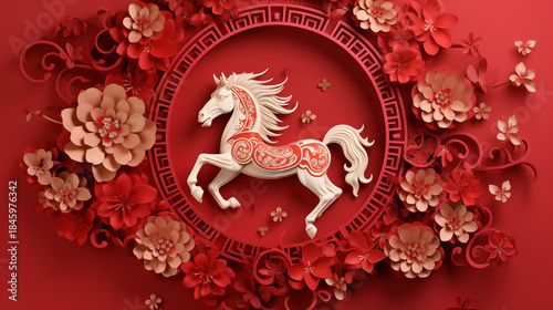  Horse of Chinese New Year designs for 2026, Year of the Horse. house and traditional elements 