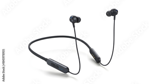 Wireless neckband earbuds with inline remote and integrated microphone for hands-free communication