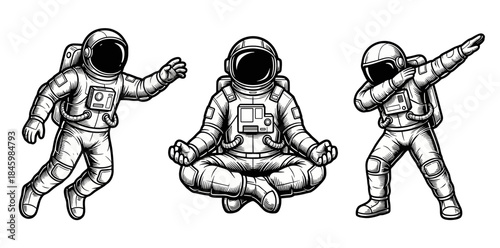 Astronauts Collection in Various Poses with Transparent Backgrounds Ready for Projects