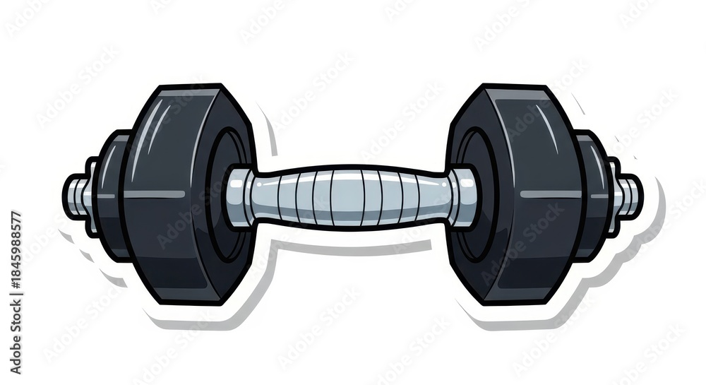 Fototapeta premium Stylized illustration of a weight lifting dumbbell designed as a sticker