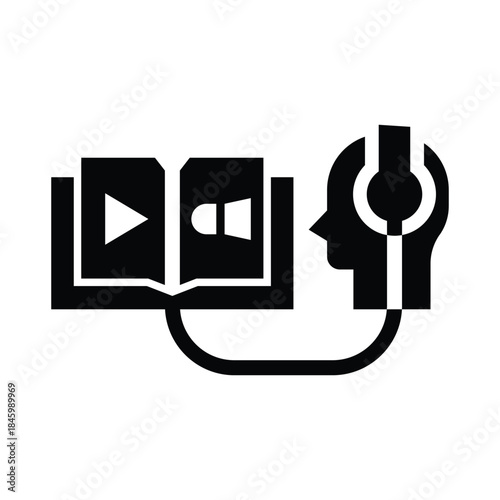 audiobook glyph icon illustration vector graphic.eps