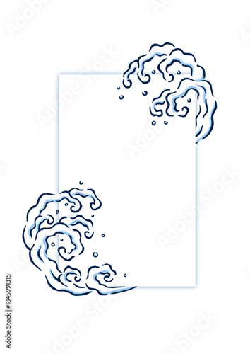 和風の波模様フレーム｜日本伝統模様・余白あり・和背景ベクター