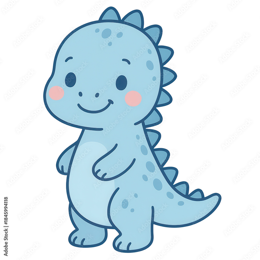Obraz premium Adorable Dino Delight: An inviting, cartoon-style depiction of a charming dinosaur exudes friendliness and cheer, embodying the essence of youthful innocence.