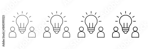 Social Innovation Icons Vector Set In Different Stroke Line Style