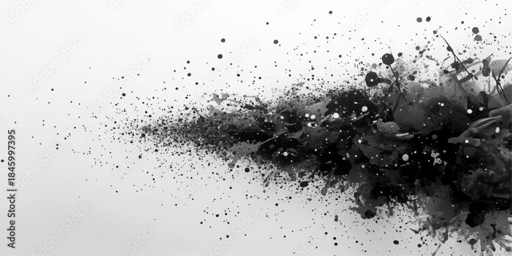 Obraz premium Black abstract ink splat background with transparent water droplets