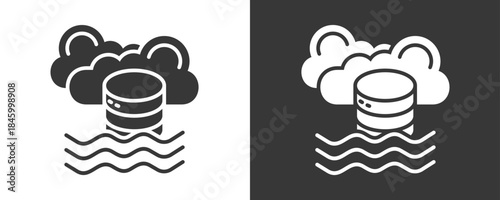 Data Lake Icon Set Vector Collection Isolated In Black And White