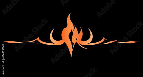 Fiery orange and red burning flames create a hot inferno design element with an artistic glowing yellow light on a black background vector illustration symbol