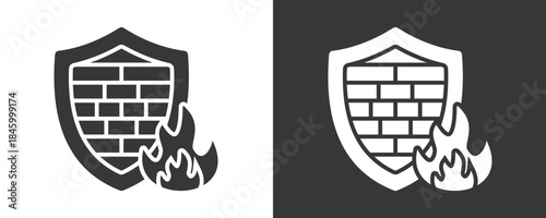 Firewall Icon Set Vector Collection Isolated In Black And White