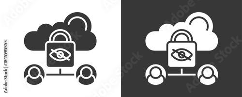 Private Cloud Icon Set Vector Collection Isolated In Black And White