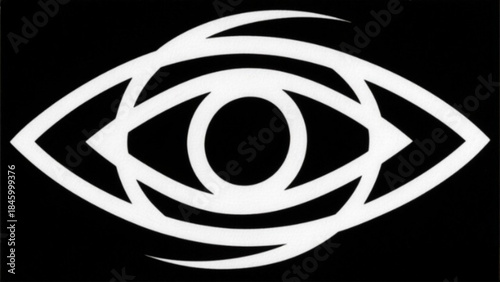 Black and white abstract vector illustration of a tribal dragon head with a flame pattern and eagle eye silhouette for a nature tattoo logo design art