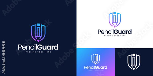 Pencil Guard logo featuring a pencil combined with a shield representing protection, creativity, and reliability designed to communicate security, professionalism, and a modern identity for education