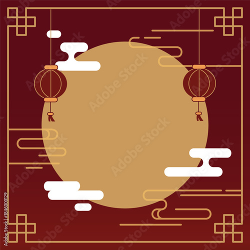 Lunar new year. Chinese new year square vector design template. Greeting cards, posters, and social media template.