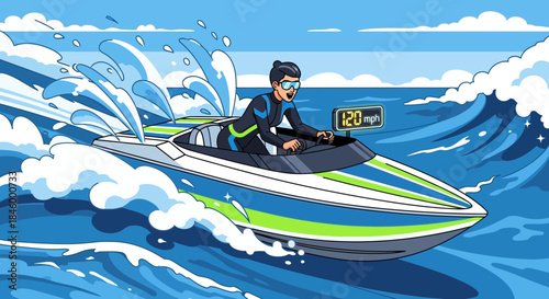 Man Riding Jet Ski in Water.