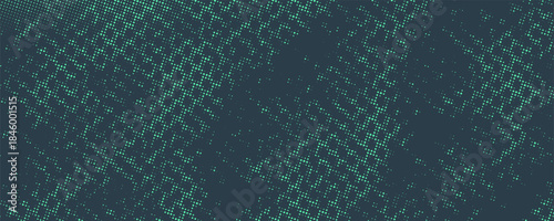 Stars Modern Halftone Geometry Pattern Vector Smooth Camber Border Green Abstract Background. Half Tone Contrast Graphic Minimalist Wide Wallpaper