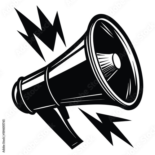 Isolated white and green megaphone symbol on a clean white background, perfect for corporate or promotional messaging.