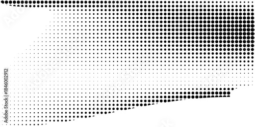Abstract halftone pattern with gradual transition of black dots on white