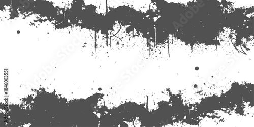 Vintage grunge black ink splat pattern featuring a dirty splatter texture with paint spray stains and an artistic liquid splash border on a grungy paper wallpaper design vector illustration