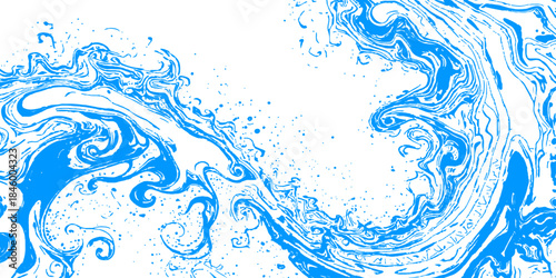 An abstract blue water splash background featuring a floral vector pattern with winter swirls, waves, and ornamental leaf curves for a seasonal nature wallpaper design