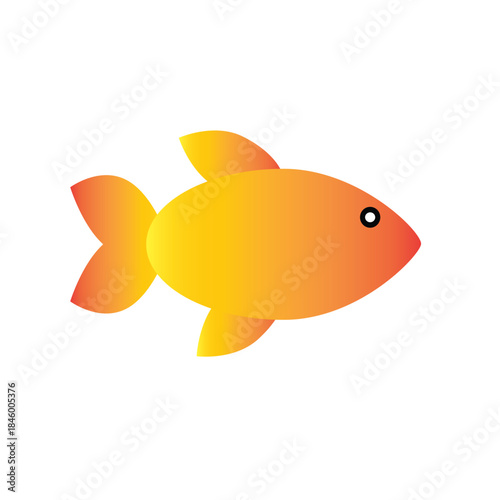 Colorful yellow gradient fish vector illustration with smooth curves, vibrant tones, and clean lines, ideal for logo, print, web, and modern design use
