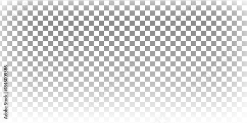 Checkered gradient pattern with gradient from white to gray. Vector horizontal template for design backdrop. Squares mosaic background. Transparent background.