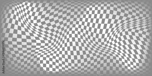 Checkered gradient pattern with gradient from white to gray. Vector horizontal template for design backdrop. Transparent background. Squares mosaic background.
