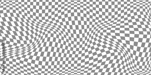 Checkered gradient pattern with gradient from white to gray. Vector horizontal template for design backdrop. Squares mosaic background.