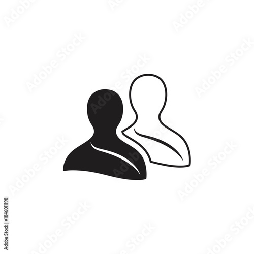 Two Stylized Human Busts Side by Side Black and White Icons Keywords: people, figures, human, bust, icon, symbol, silhouette