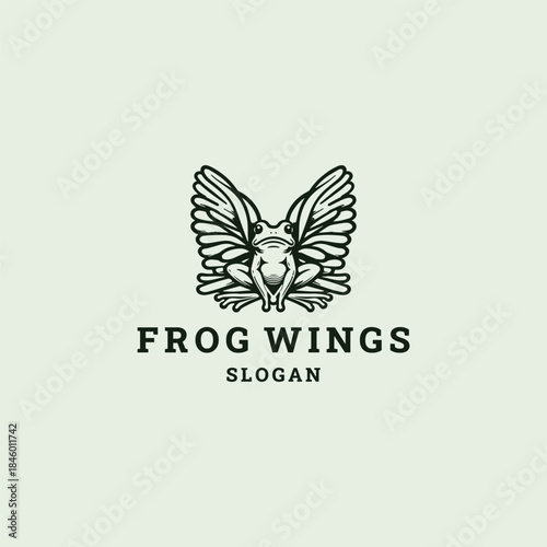 Frog wings logo template vector illustration design