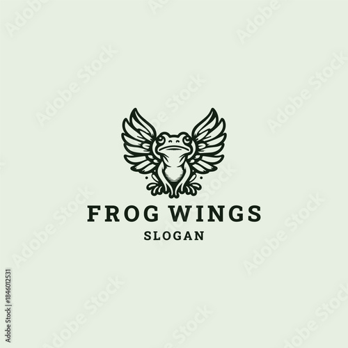 Frog wings logo template vector illustration design