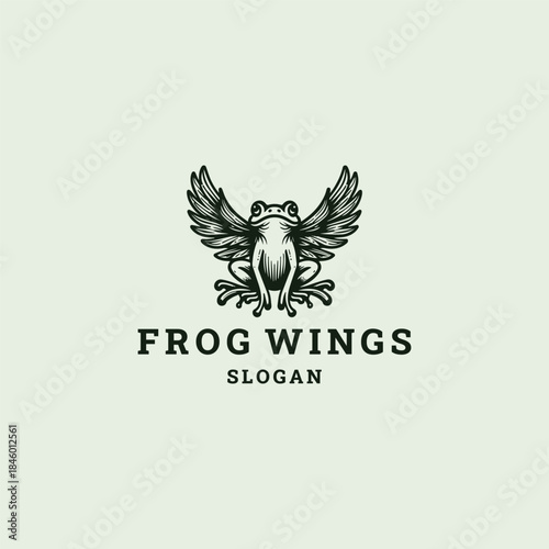 Frog wings logo template vector illustration design