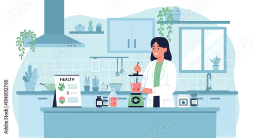 Woman Scientist Conducting Laboratory Experiment.