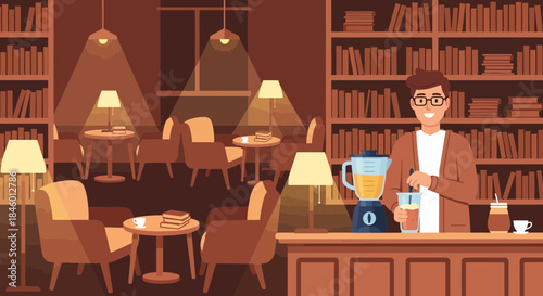 Barista Making Coffee in Coffee Shop.